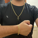 Conjunto Grumet 3mm + Pingente Cruz Vazado