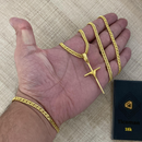 Conjunto Grumet 5MM + Pingente Cruz Fio