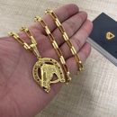 Cordão Tijolinho 6MM + Pingente Ferradura Cavalo