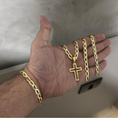 Conjunto Laminado 7MM + Pingente Cruz Vazado