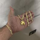 Conjunto Laminado 7MM + Pingente Ferradura Cavalo