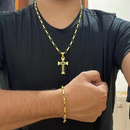 Conjunto Tijolinho 6MM + Pingente Cruz Vazado