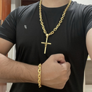 Conjunto Cadeado 12MM + Pingente Cruz