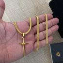 Cordão Lacraia 5MM + Pingente Cruz Palito