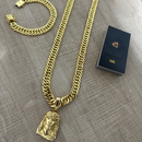 Conjunto Grumet 13MM + Pingente Face Cristo