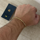 Conjunto Cadeado Alongado 3mm + Pingente Ferradura Cavalo