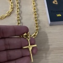 Conjunto Cadeado 8mm + Pingente Cruz Amarrada