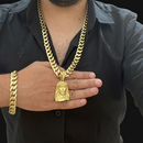 Conjunto Pitbull 13MM + Pingente Face Cristo