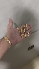 Conjunto Laminado 7MM + Pingente Cruz Vazado