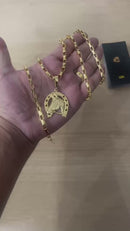 Conjunto Tijolinho Curto 6MM + Pingente Ferradura Cavalo