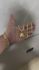 Conjunto Laminado 7MM + Pingente Ferradura Cavalo
